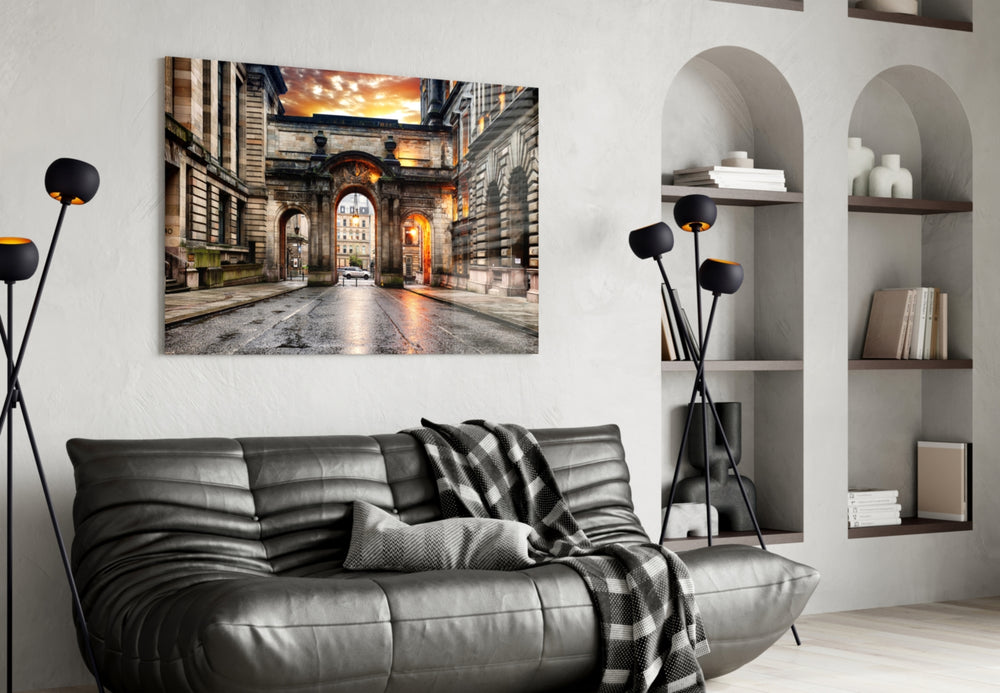 George Square artwork styled in a study interior