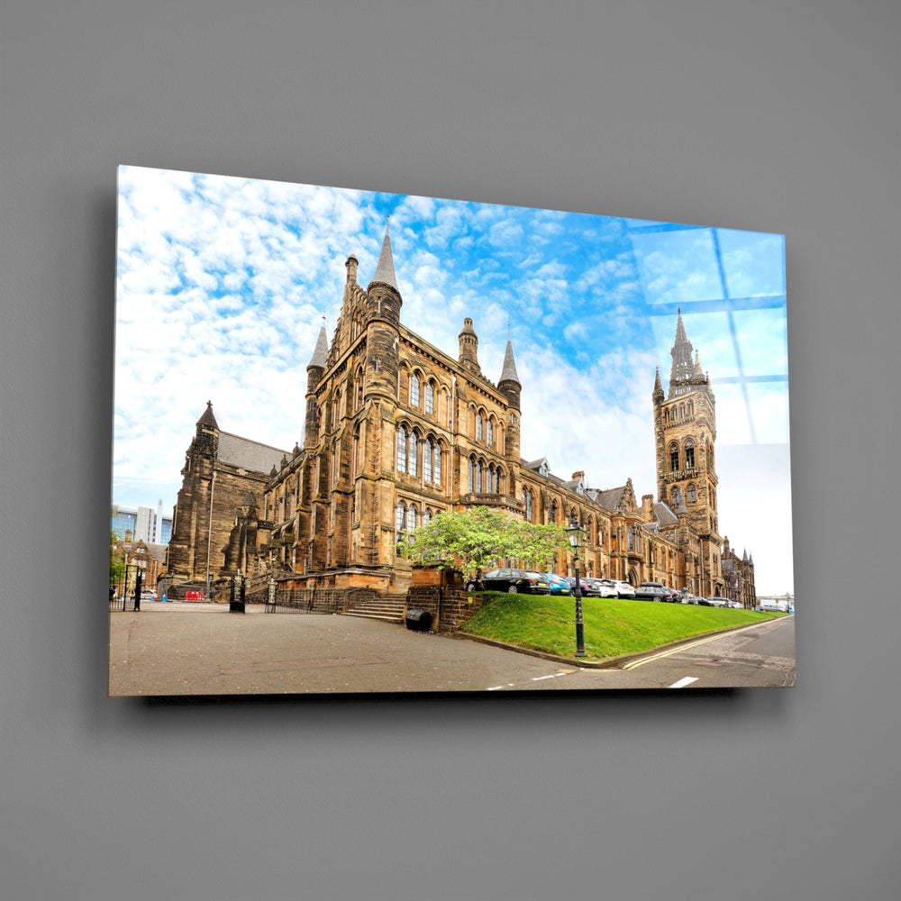 Travel panel anchoring a library wall