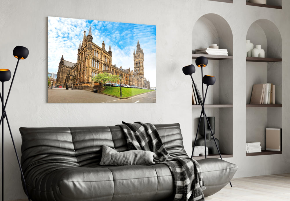 University Of Glasgow artwork styled in a home office interior