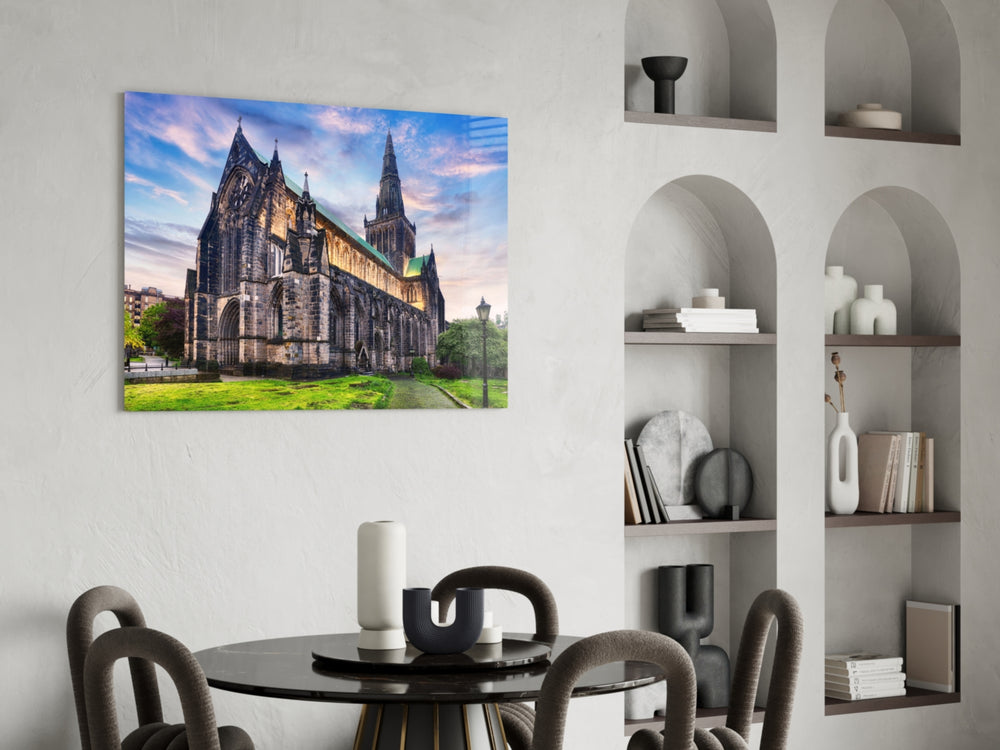 Cinematic travel print bringing sacred edge to a hallway