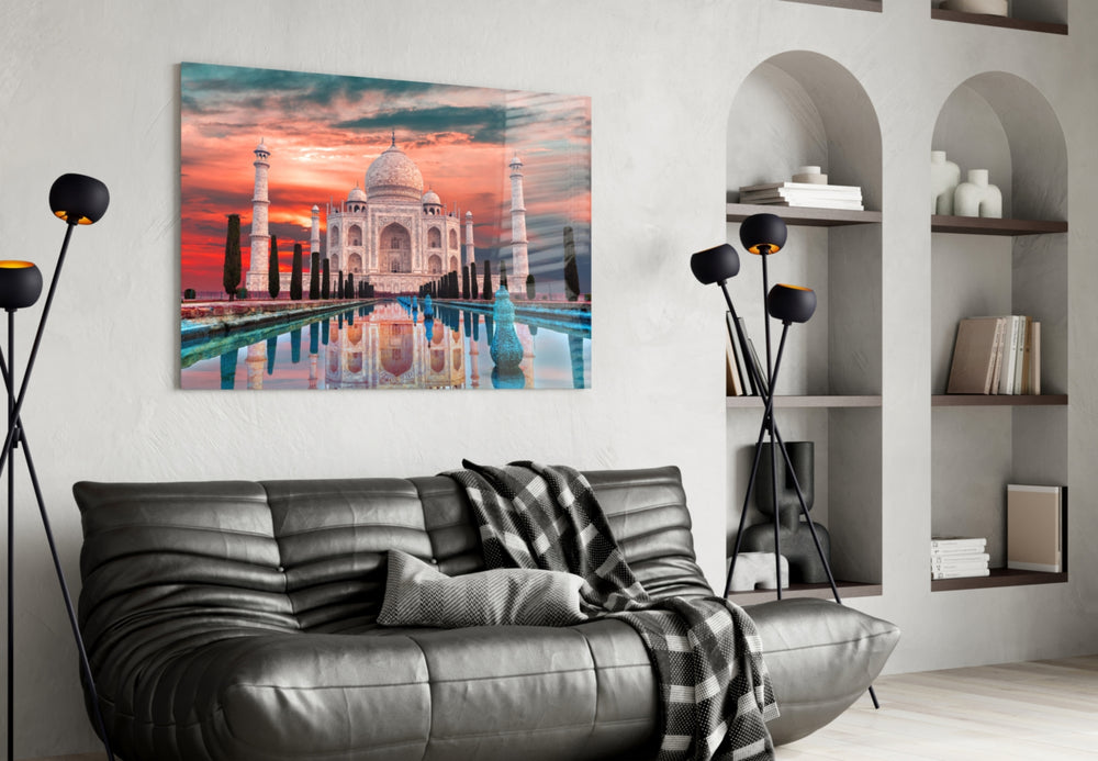 Taj Mahal artwork styled in a study interior