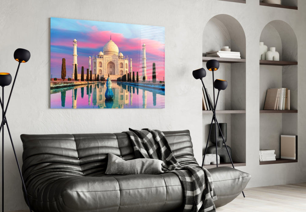 Taj Mahal artwork styled in a study interior