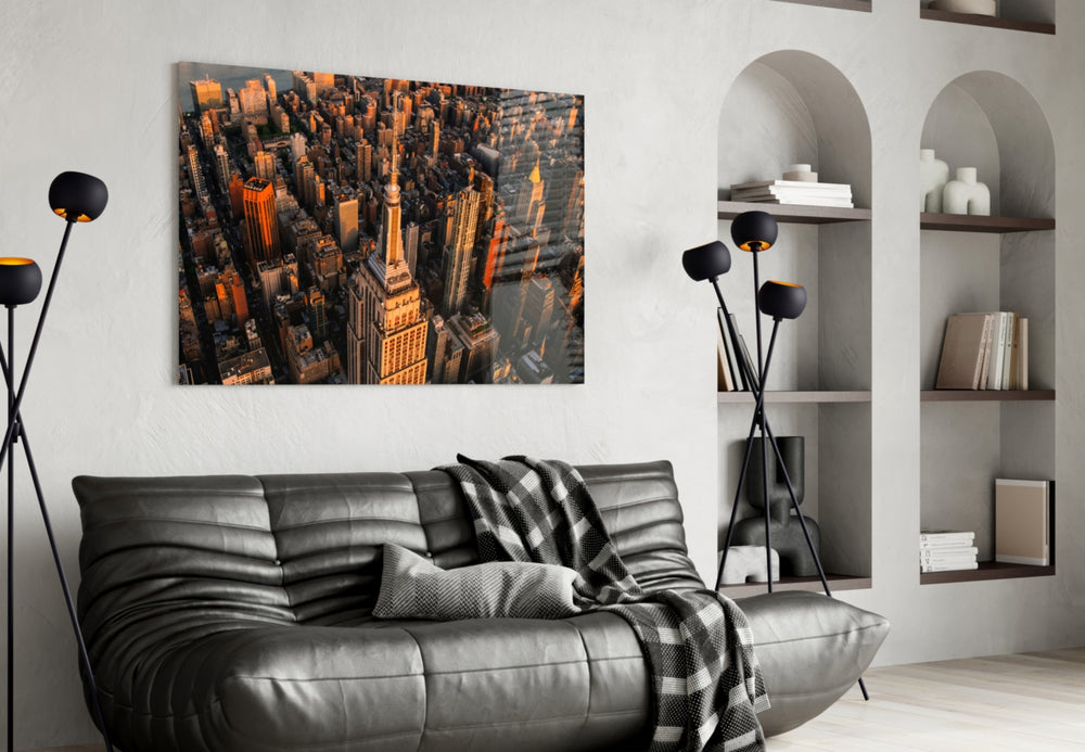 New York artwork styled in a study interior