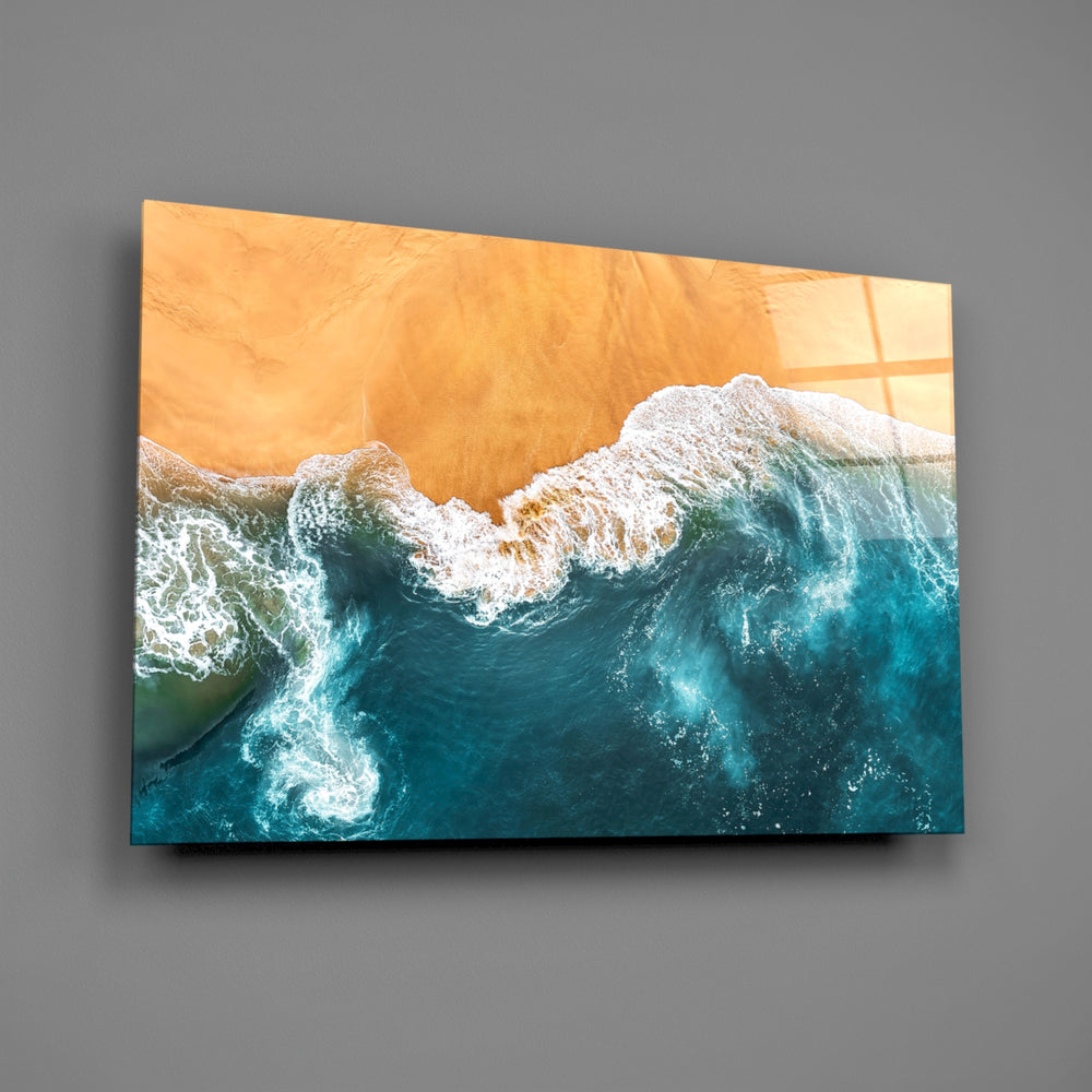 Coastal panel anchoring a hallway wall