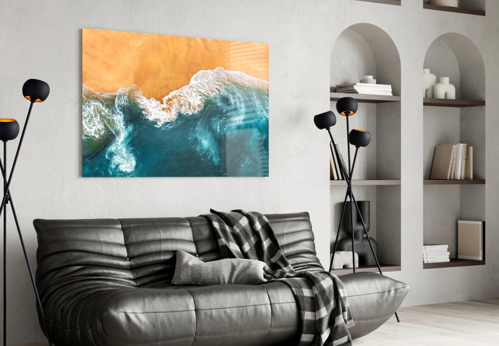 Waves artwork styled in a study interior