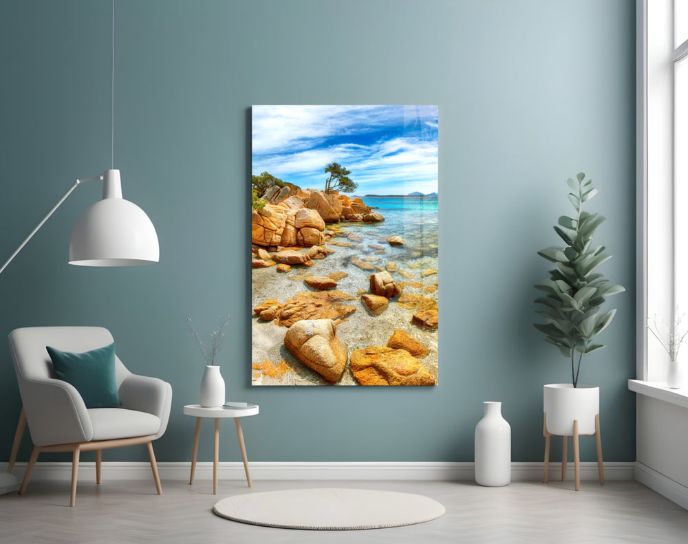 Beach View artwork styled in a study interior