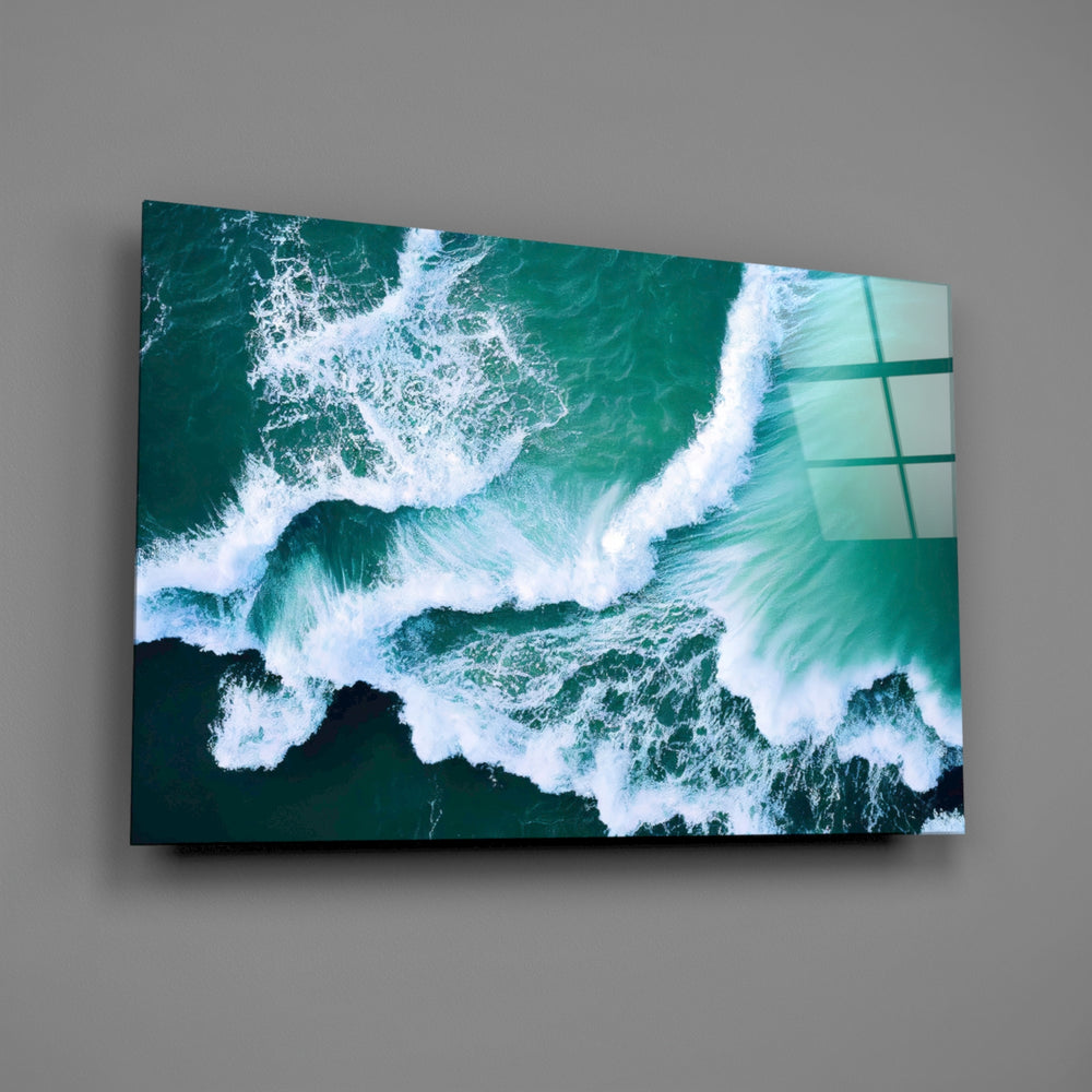 Coastal panel anchoring a hallway wall
