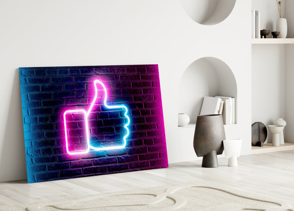 Pop social icon cinematic glass wall art in designer office reception