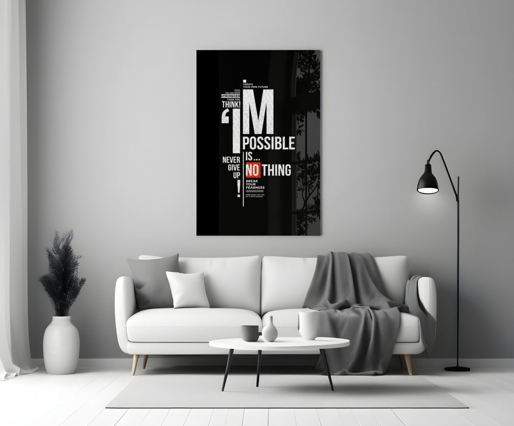 Vertical typography cinematic glass wall art in teen bedroom