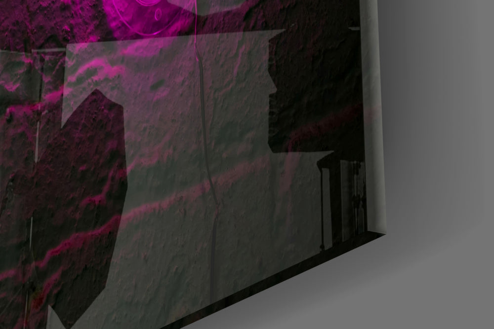 Bar-poster neon cinematic glass wall art in nightclub-style den