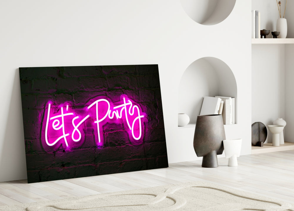 Nightclub neon brick-wall cinematic glass wall art in designer den