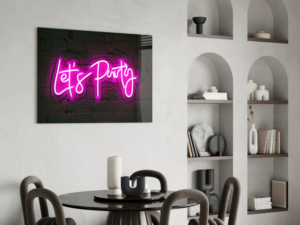 Hospitality bar neon cinematic glass wall art in modern home bar