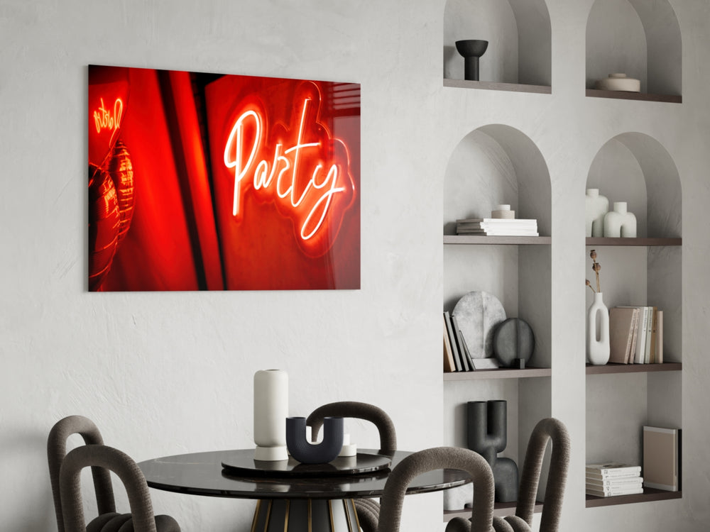 Hospitality bar neon cinematic glass wall art in modern home bar