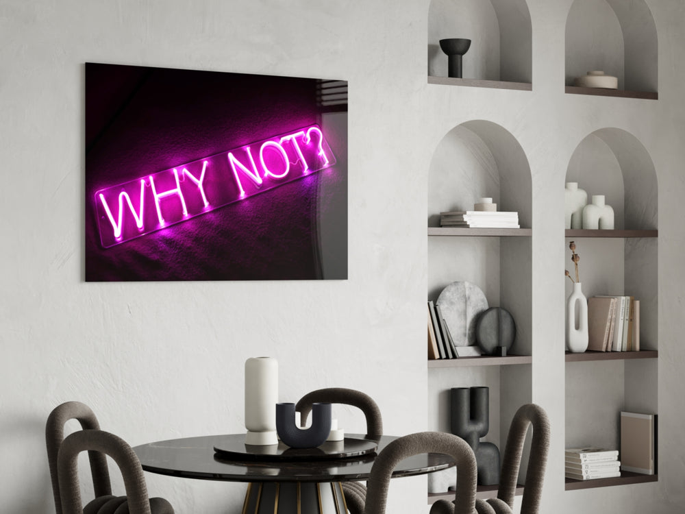 Permission-slip neon cinematic glass wall art in creative office