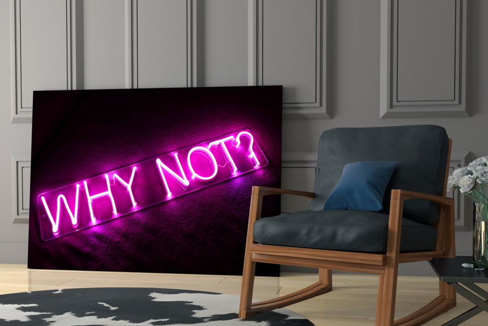 Bar-poster neon cinematic glass wall art over modern dining sideboard