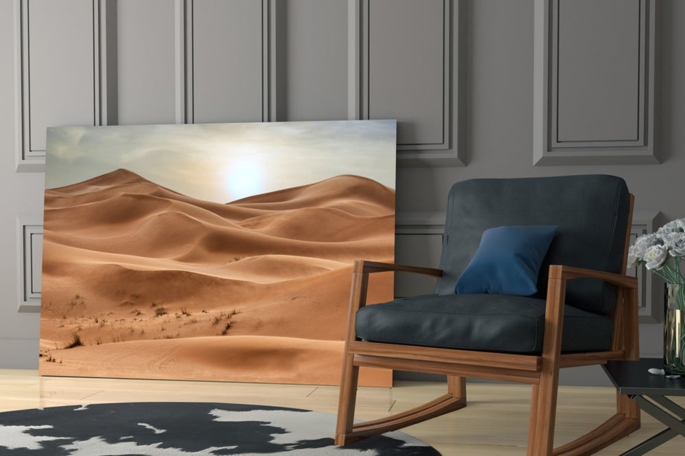 Sahara landscape cinematic glass wall art in heritage hallway