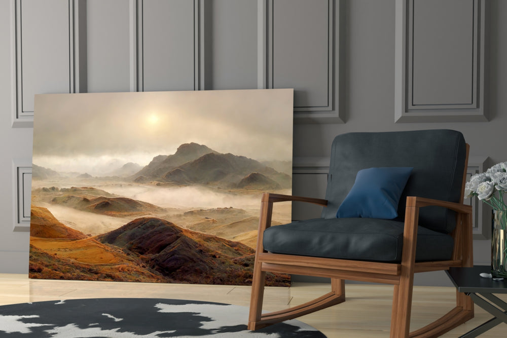 Anatolian highland cinematic glass wall art in heritage hallway