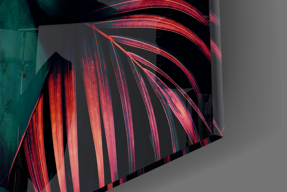 Nightclub-tropical cinematic glass wall art in designer hallway