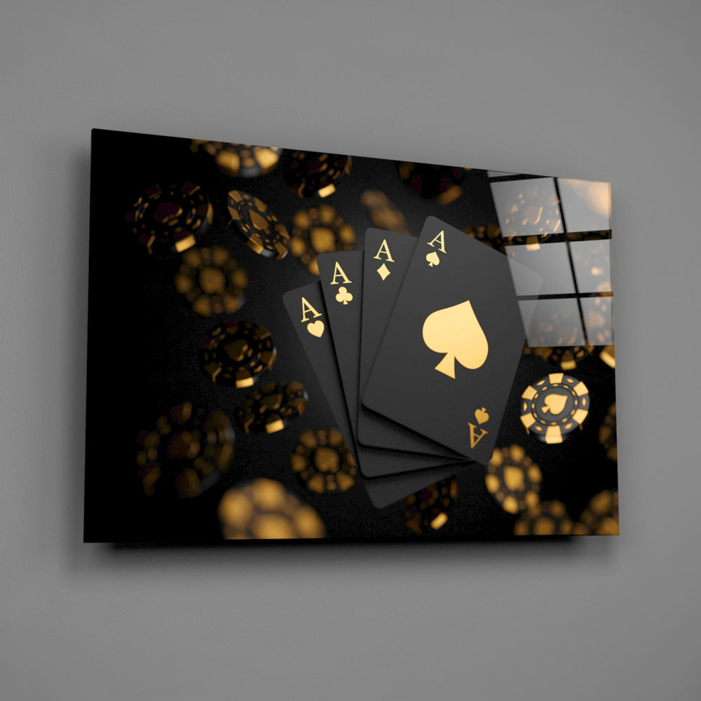 Gambler luxury-poker glass wall art in man-cave bar