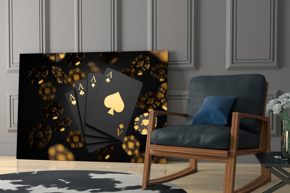 Casino bokeh cinematic glass wall art in luxury entryway
