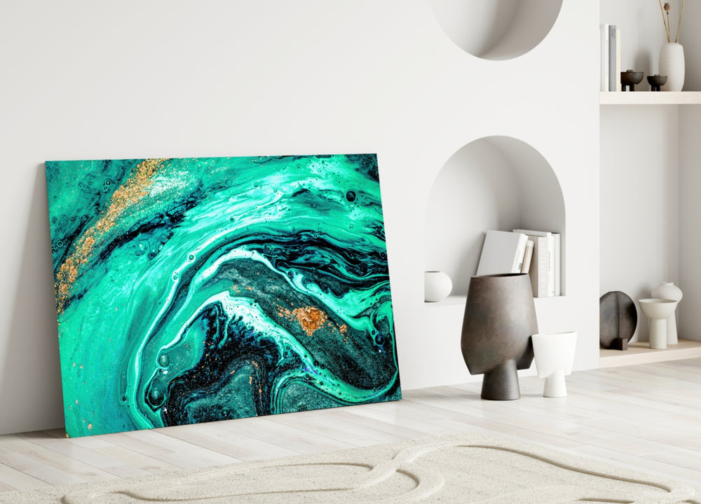 Agate-luxury cinematic glass wall art in fashion-house entry