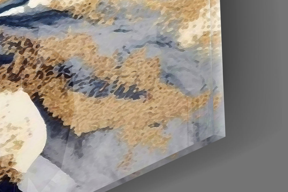 Romantic baroque cinematic glass wall art over modern dining sideboard