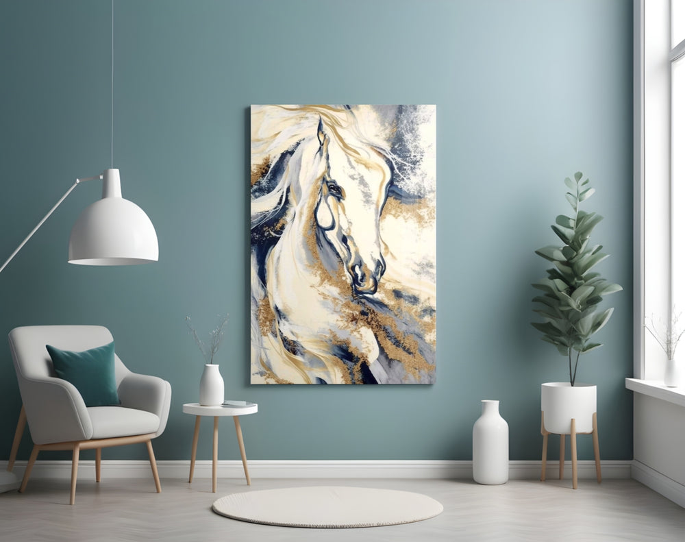 Painterly Andalusian cinematic glass wall art in heritage hallway