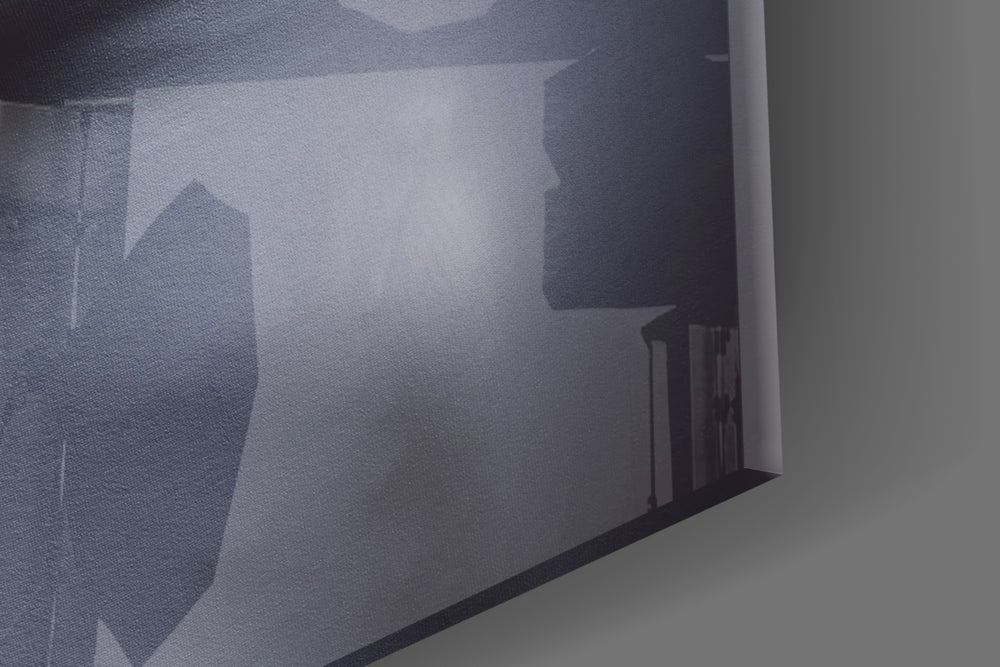 Silent-scream cinematic glass wall art in designer hallway