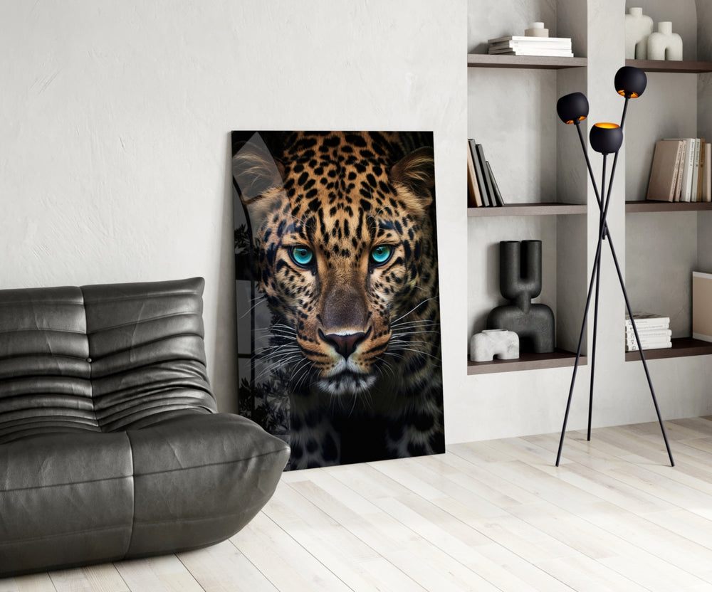 Safari portrait cinematic glass wall art in glamorous den