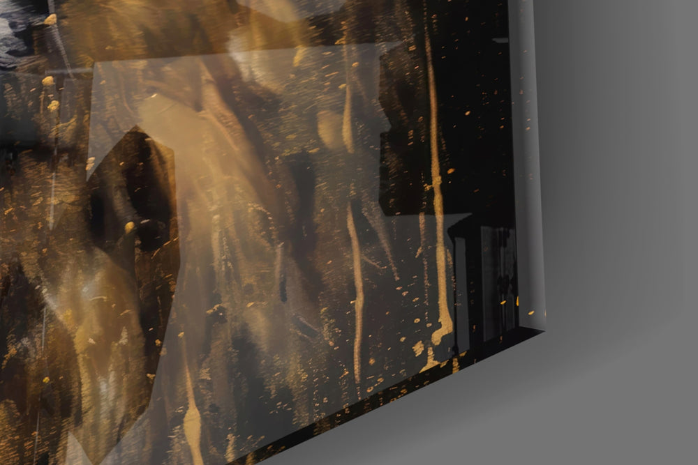 Lion-king oil cinematic glass wall art in country-house library