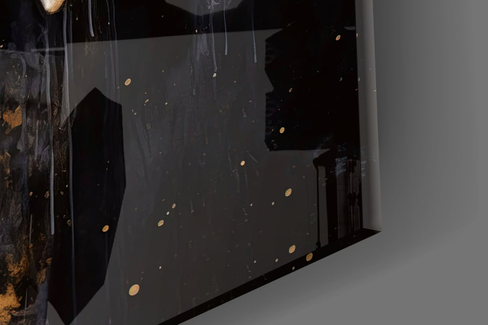 Wildlife oil cinematic glass wall art in country-house library