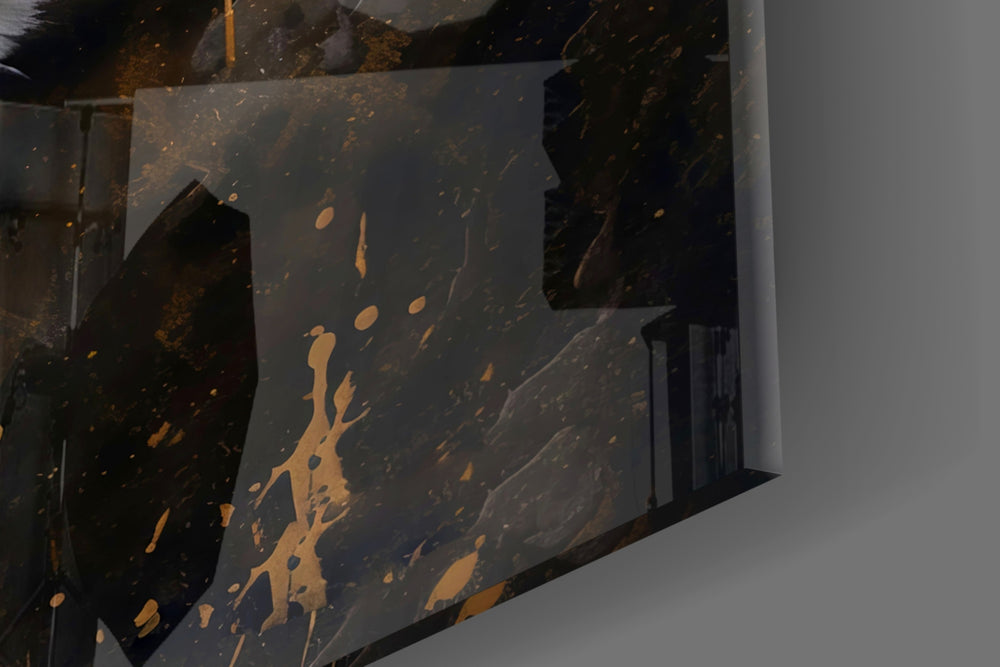 Wildlife big-cat cinematic glass wall art in country-house library