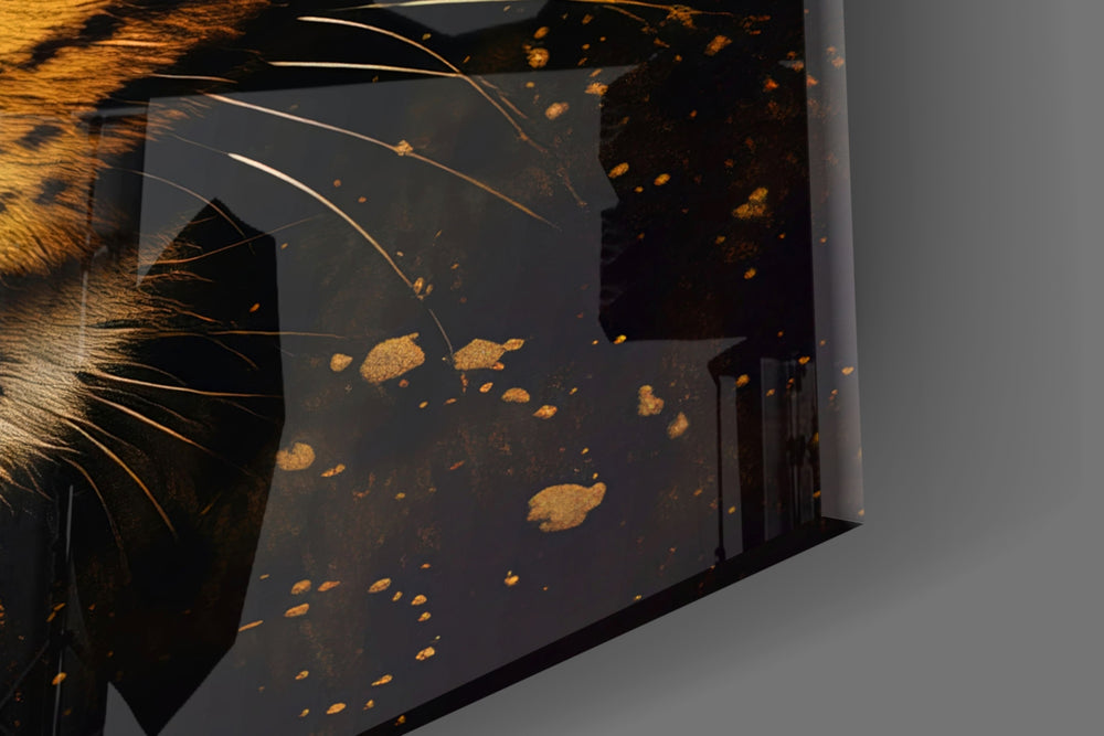 Wildlife big-cat cinematic glass wall art in country-house library