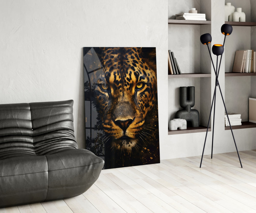 Safari-cinema portrait cinematic glass wall art in glamorous den
