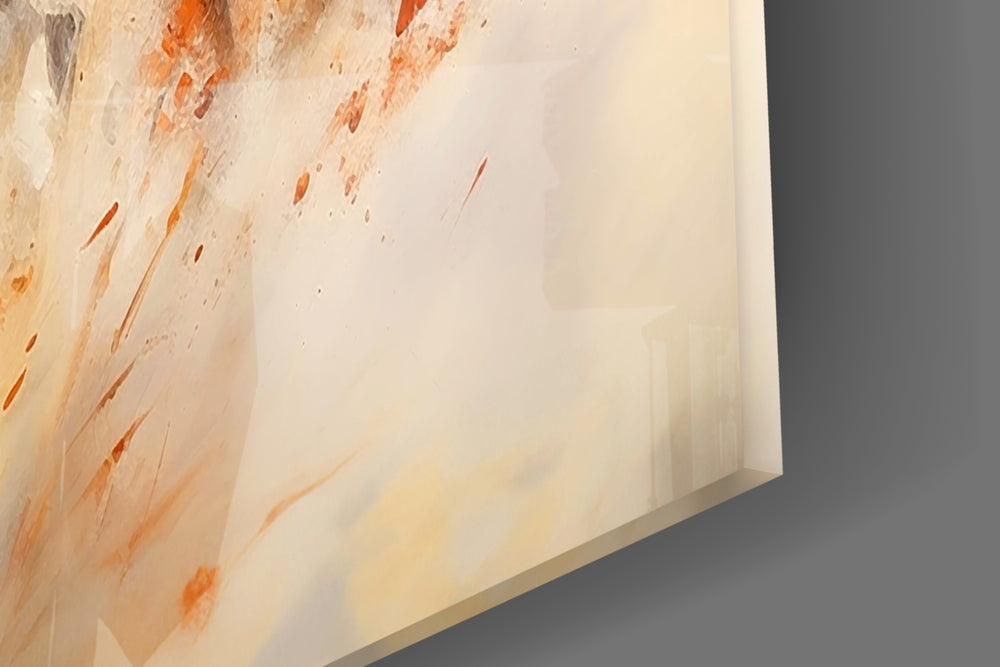 Painterly horse-herd cinematic glass wall art over modern dining sideboard