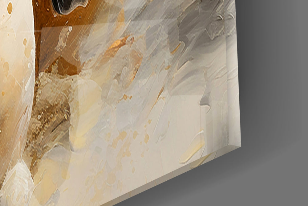 Oil-painting stallion cinematic glass wall art over modern dining sideboard
