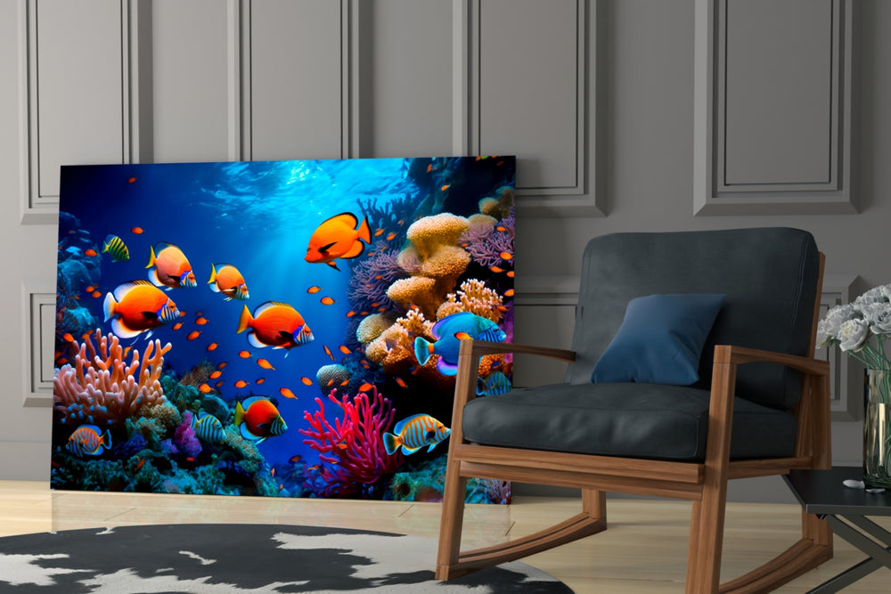 Marine drama cinematic glass wall art in study-themed hallway