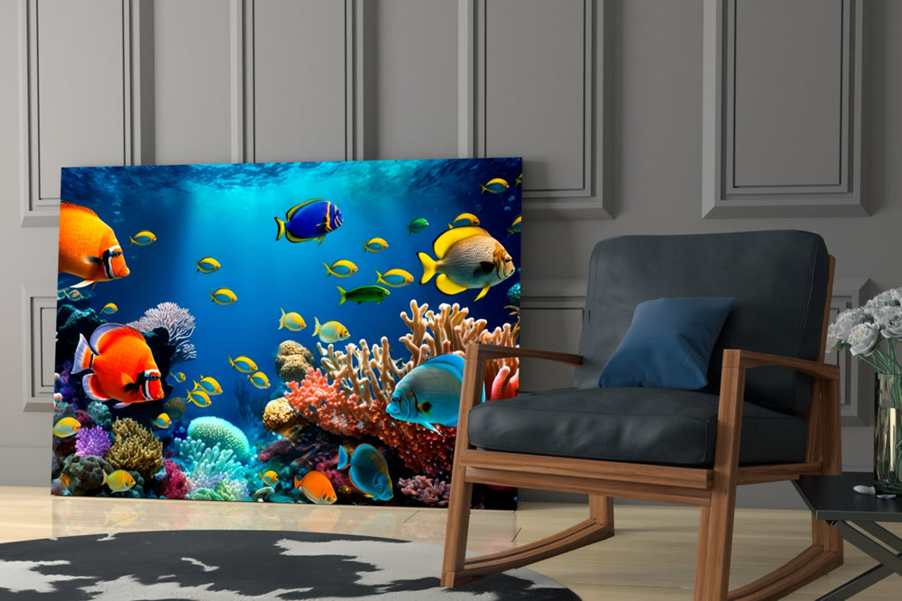 Marine drama cinematic glass wall art in study-themed hallway