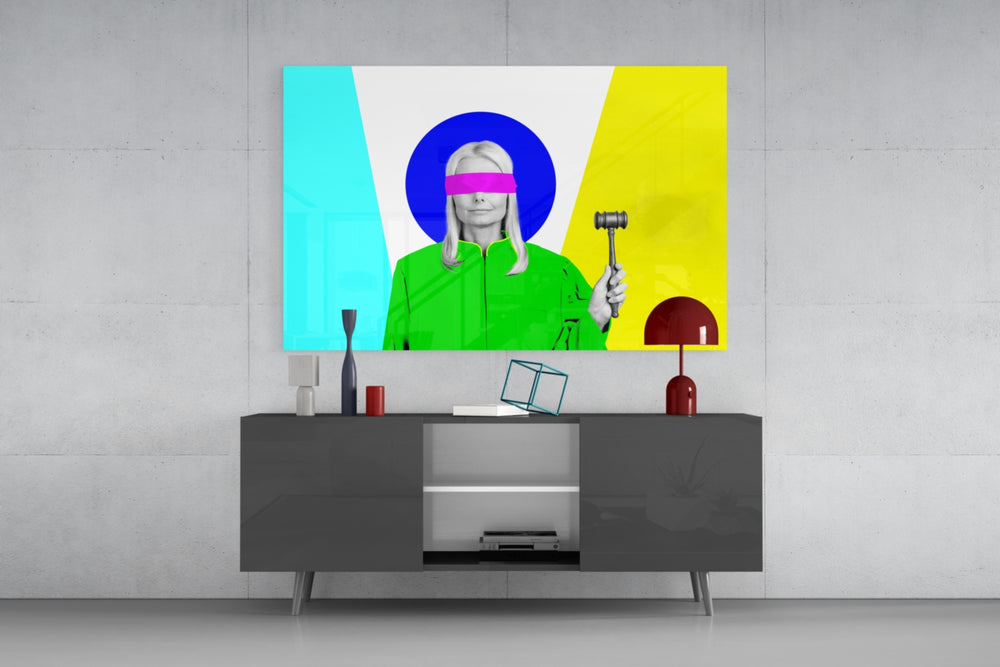 Modern-poster legal cinematic glass wall art in fashion-atelier reception