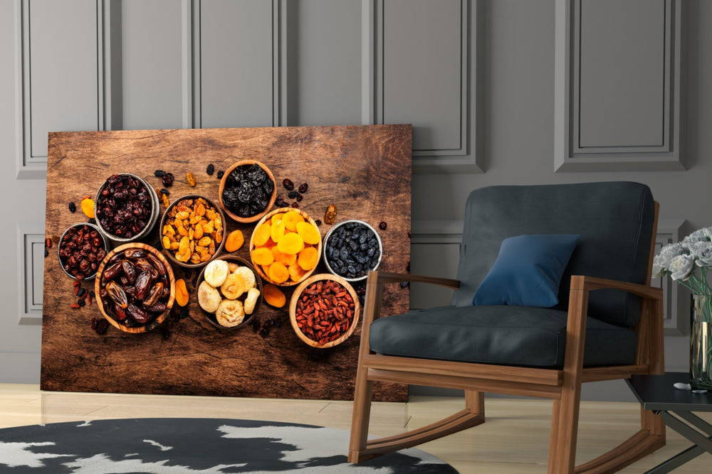 Cookbook-spread cinematic glass wall art in heritage hallway