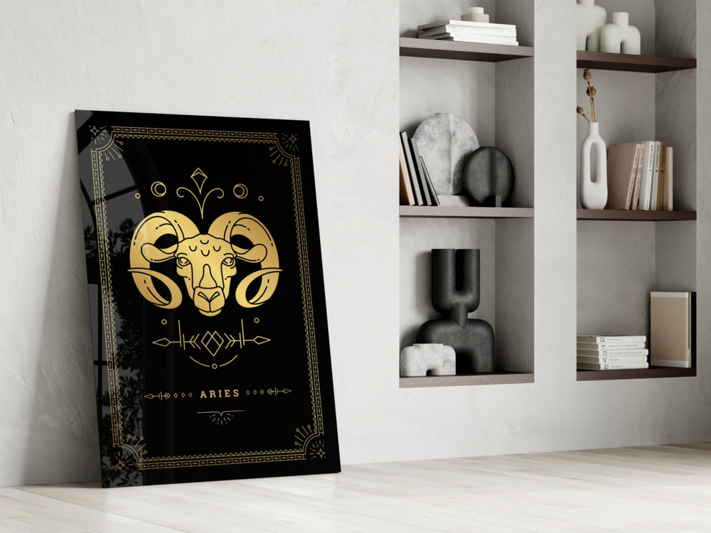 Mystical Aries cinematic glass wall art in heritage stairwell