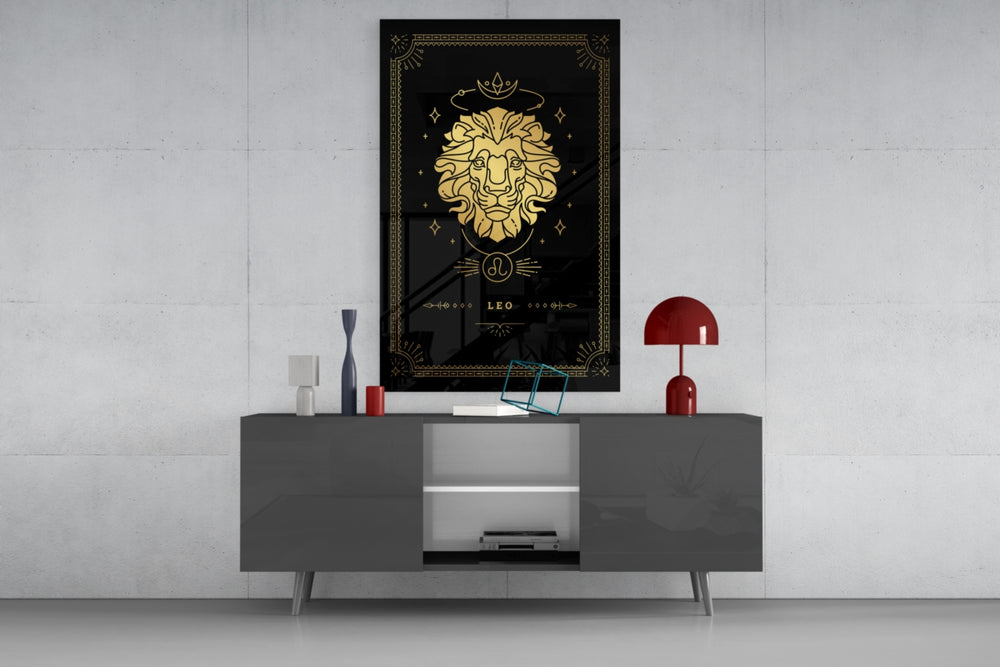 Leo celestial cinematic glass wall art in fashion-atelier reception