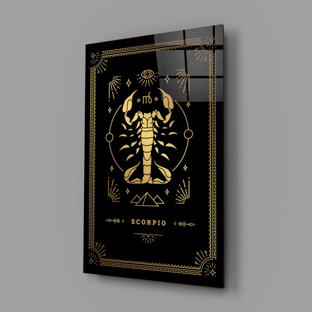 Gold-sigil Cancer glass wall art in designer-luxury entryway