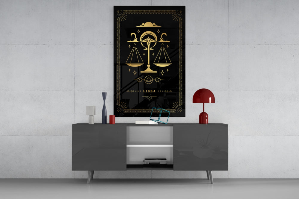 Libra celestial cinematic glass wall art in fashion-atelier reception