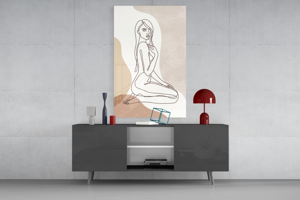Pinterest-poster boho cinematic glass wall art in light-filled garden room