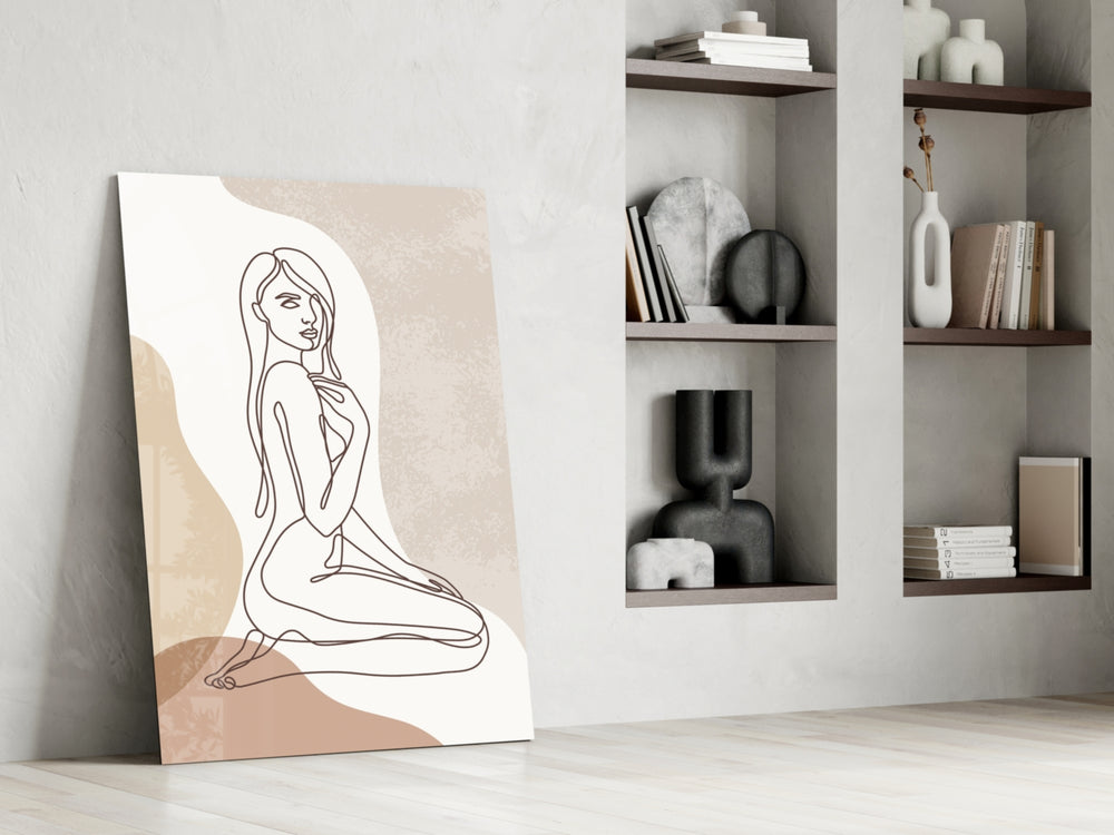 Scandi-modern minimalist cinematic glass wall art in heritage hallway