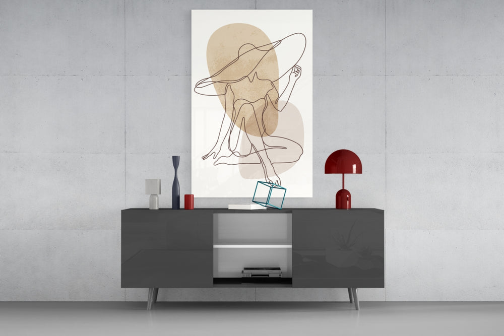 Pinterest-poster boho cinematic glass wall art in light-filled garden room