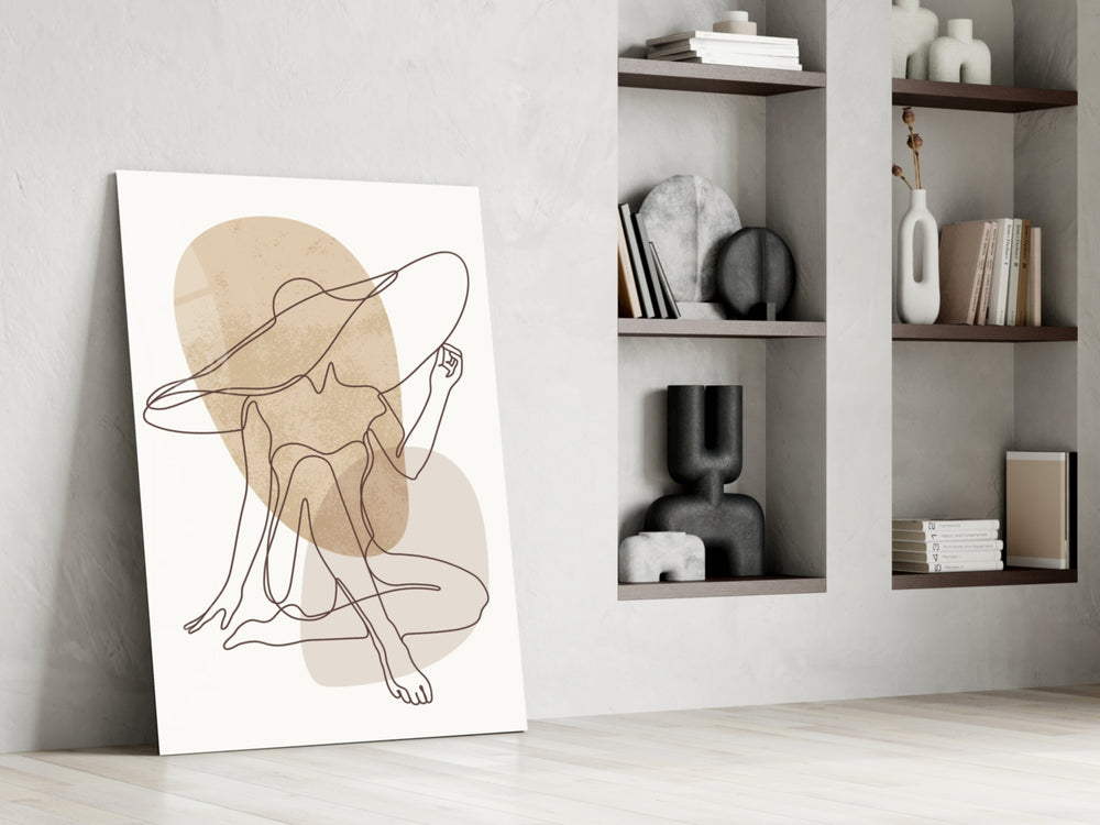 Scandi-modern seated cinematic glass wall art in heritage hallway