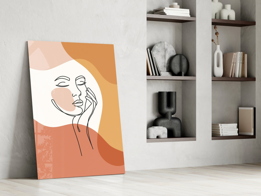 Scandi-modern serene cinematic glass wall art in heritage hallway