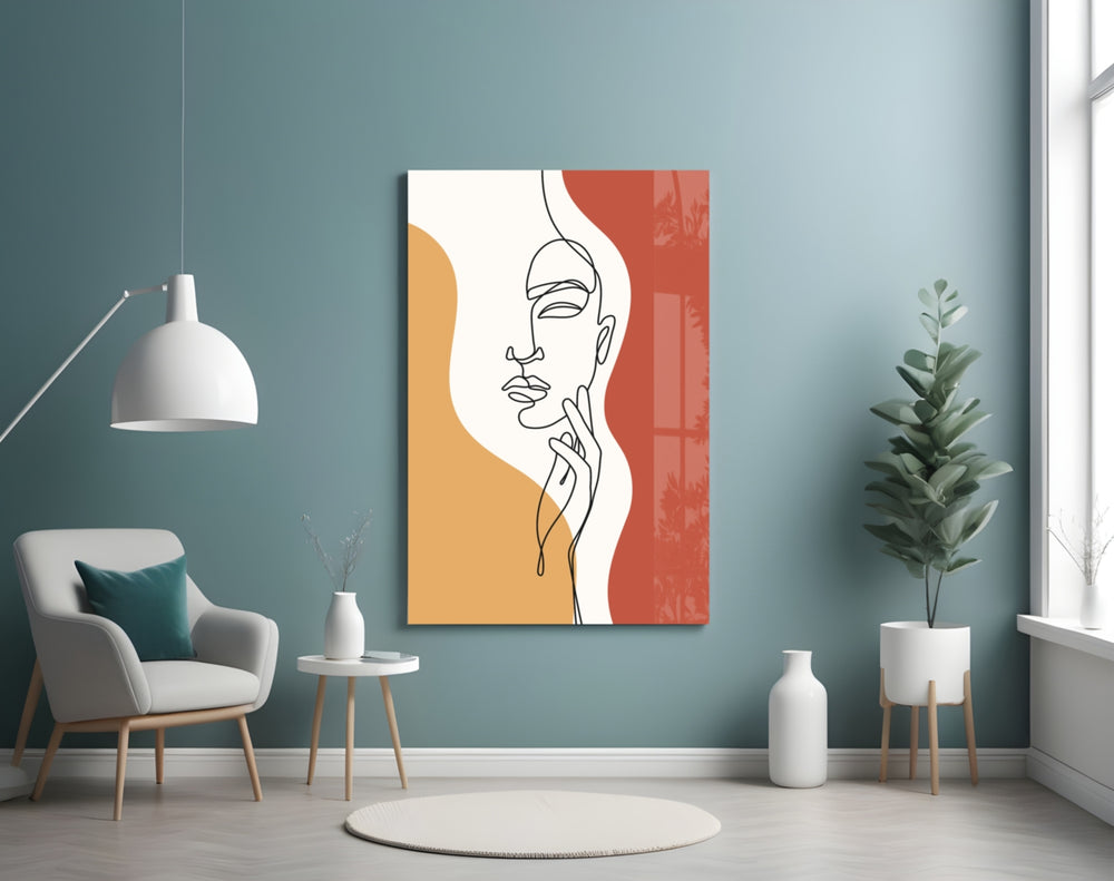 Marigold boho cinematic glass wall art in feminine-luxe powder-room